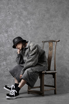 画像をギャラリービューアに読み込む, FULLCOUNT x KAMIYA Switching Denim Wide Bermuda Pants / 13.7oz Original Selvedge Denim (BLACK)