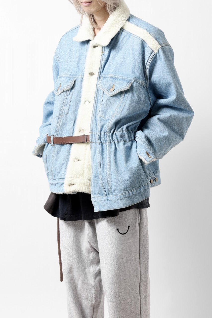 画像をギャラリービューアに読み込む, FACETASM ASSYMETRICAL BELTED SHERPA DENIM JACKET (INDIGO)