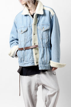 画像をギャラリービューアに読み込む, FACETASM ASSYMETRICAL BELTED SHERPA DENIM JACKET (INDIGO)