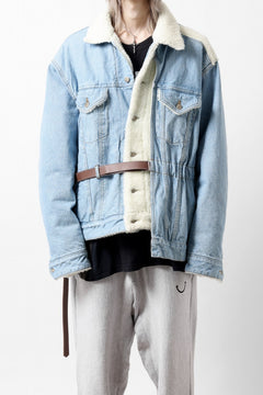 画像をギャラリービューアに読み込む, FACETASM ASSYMETRICAL BELTED SHERPA DENIM JACKET (INDIGO)