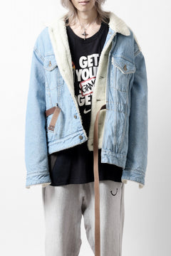 画像をギャラリービューアに読み込む, FACETASM ASSYMETRICAL BELTED SHERPA DENIM JACKET (INDIGO)