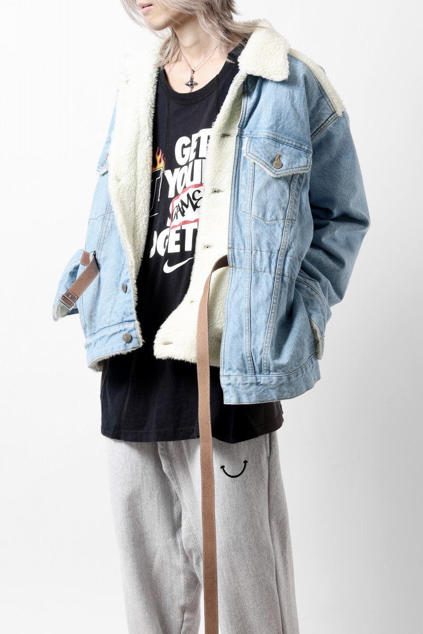 画像をギャラリービューアに読み込む, FACETASM ASSYMETRICAL BELTED SHERPA DENIM JACKET (INDIGO)