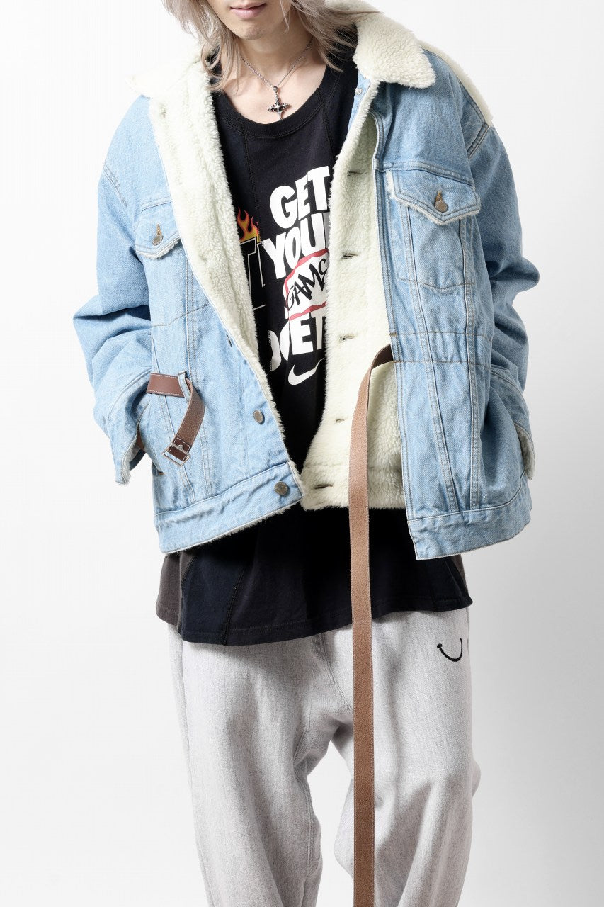 画像をギャラリービューアに読み込む, FACETASM ASSYMETRICAL BELTED SHERPA DENIM JACKET (INDIGO)