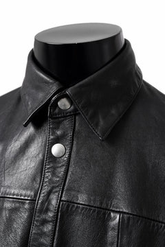 画像をギャラリービューアに読み込む, A.F ARTEFACT SNAPPED COCOON SHIRT-JACKET / SOFT GOAT LEATHER (BLACK)