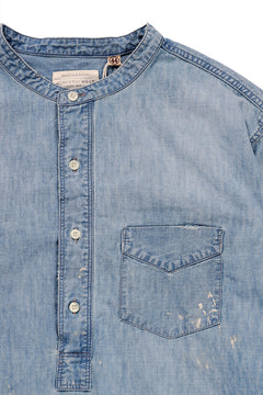 画像をギャラリービューアに読み込む, FULLCOUNT SELVEDGE CHAMBRAY PULLOVER SHIRT - AGING (INDIGO)