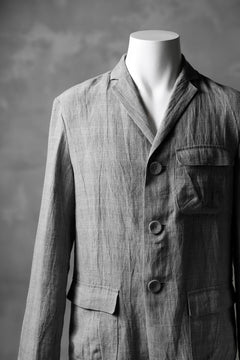 画像をギャラリービューアに読み込む, blackcrow 3B linen check jacket / sumi dyed (carbon)