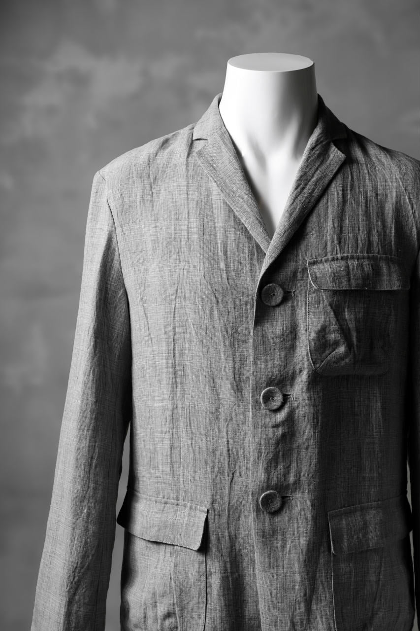 画像をギャラリービューアに読み込む, blackcrow 3B linen check jacket / sumi dyed (carbon)