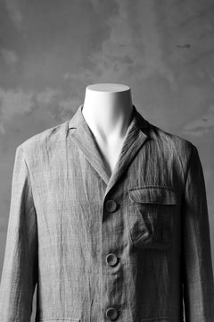 画像をギャラリービューアに読み込む, blackcrow 3B linen check jacket / sumi dyed (carbon)