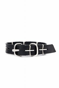 画像をギャラリービューアに読み込む, m.a+ thin silver cross studded wrist band / A-F2BL1/GR2,0 (BLACK)