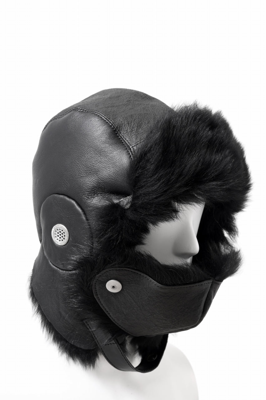 画像をギャラリービューアに読み込む, ierib AVIATOR CAP / toskana sheep shearling mouton + Dyneema (BLACK)