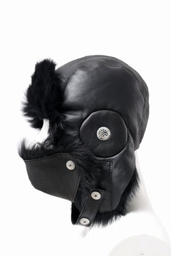 画像をギャラリービューアに読み込む, ierib AVIATOR CAP / toskana sheep shearling mouton + Dyneema (BLACK)