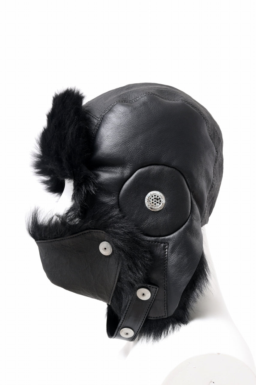 画像をギャラリービューアに読み込む, ierib AVIATOR CAP / toskana sheep shearling mouton + Dyneema (BLACK)