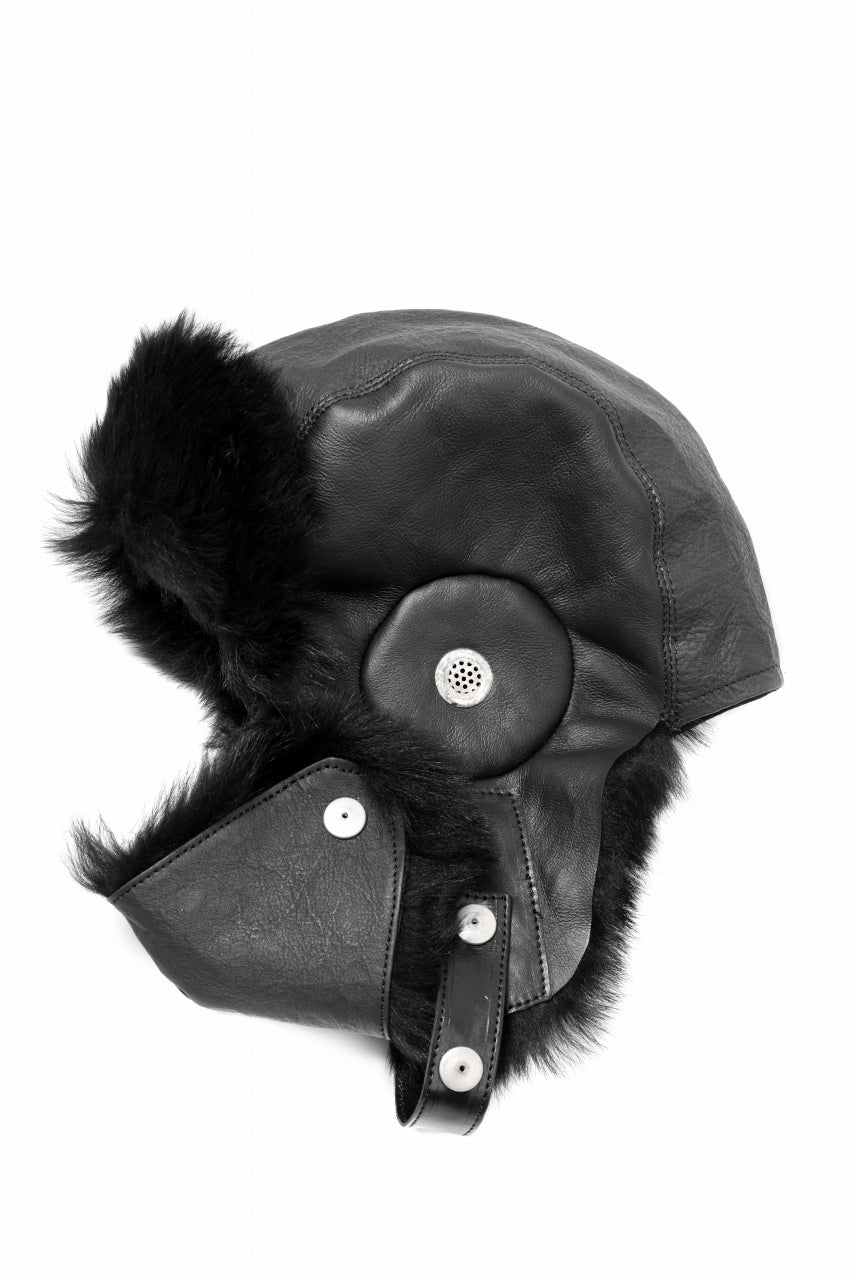 画像をギャラリービューアに読み込む, ierib AVIATOR CAP / toskana sheep shearling mouton + Dyneema (BLACK)