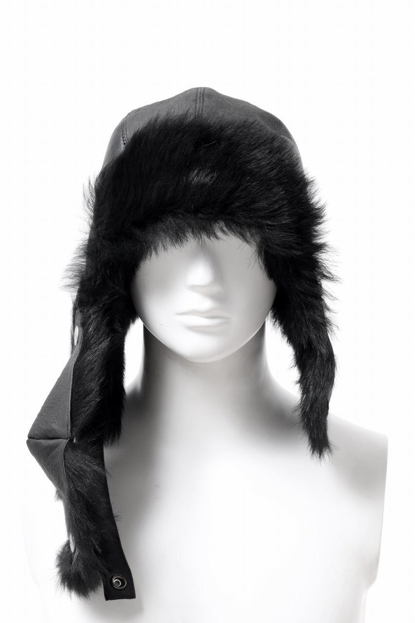 画像をギャラリービューアに読み込む, ierib AVIATOR CAP / toskana sheep shearling mouton + Dyneema (BLACK)