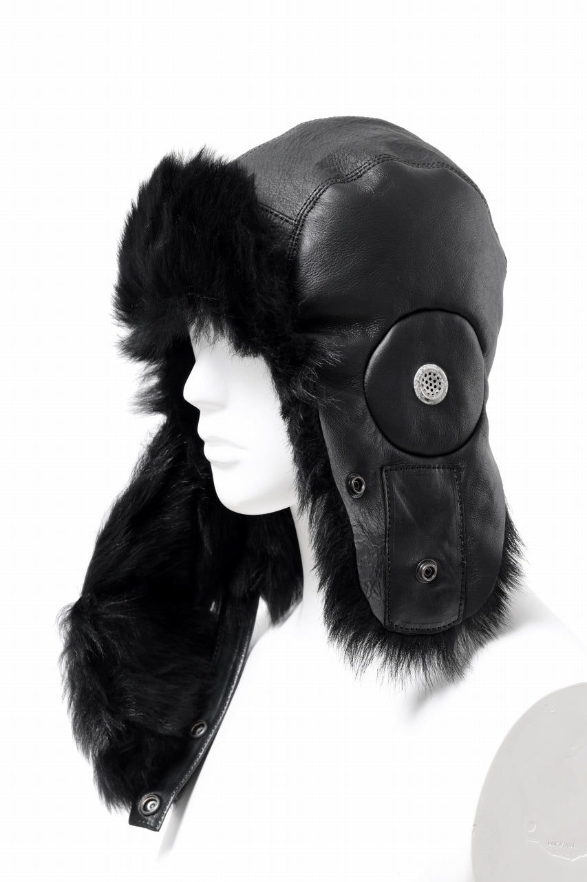 画像をギャラリービューアに読み込む, ierib AVIATOR CAP / toskana sheep shearling mouton + Dyneema (BLACK)