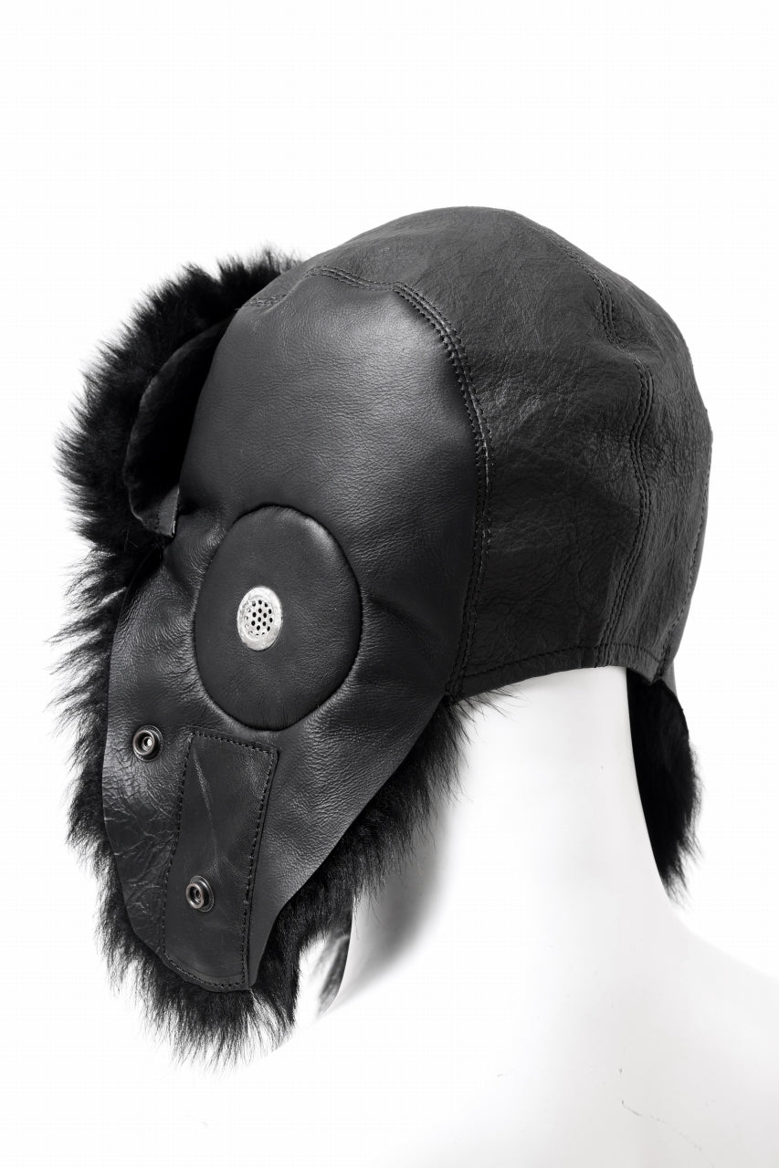 画像をギャラリービューアに読み込む, ierib AVIATOR CAP / toskana sheep shearling mouton + Dyneema (BLACK)