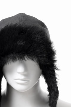 画像をギャラリービューアに読み込む, ierib AVIATOR CAP / toskana sheep shearling mouton + Dyneema (BLACK)