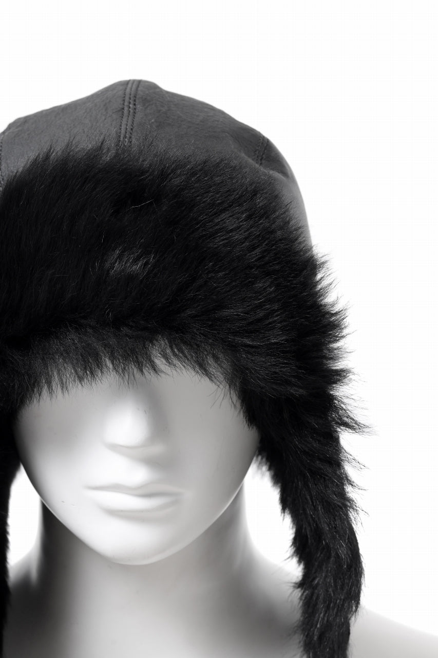 画像をギャラリービューアに読み込む, ierib AVIATOR CAP / toskana sheep shearling mouton + Dyneema (BLACK)