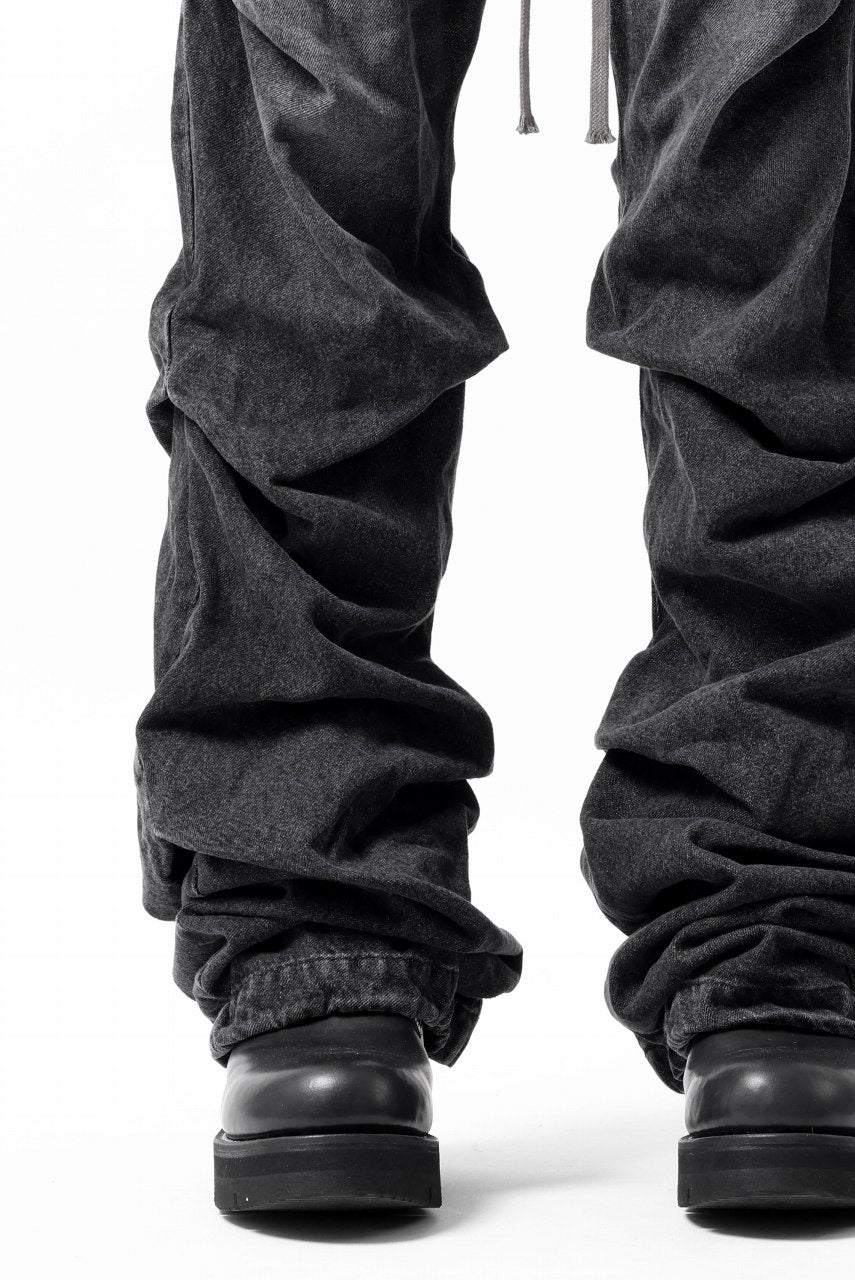 画像をギャラリービューアに読み込む, A.F ARTEFACT TUCK VOLUME BAGGY PANTS / FADED DENIM (DAMAGE BLACK)