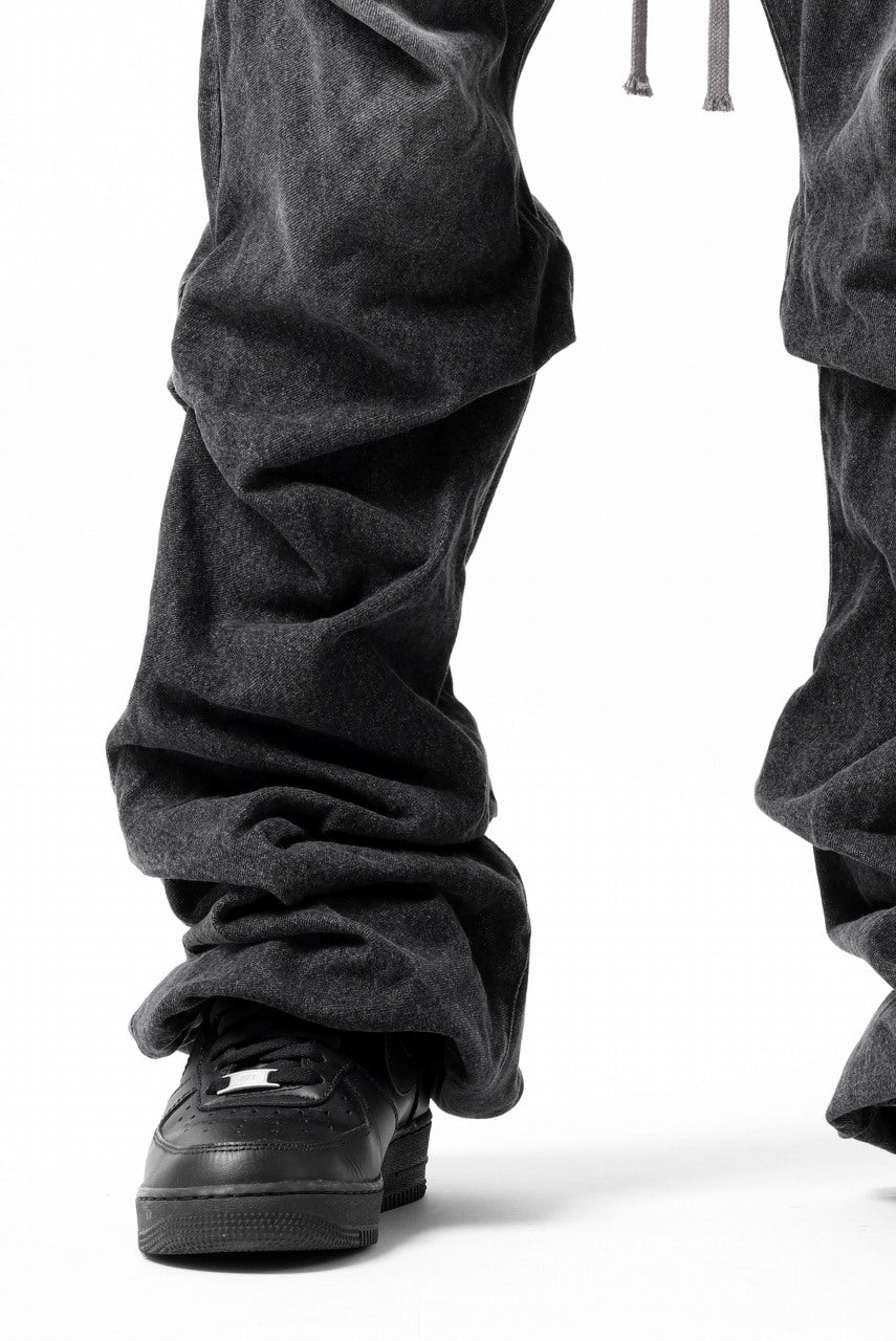 画像をギャラリービューアに読み込む, A.F ARTEFACT TUCK VOLUME BAGGY PANTS / FADED DENIM (DAMAGE BLACK)