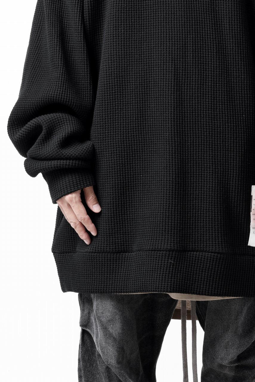 画像をギャラリービューアに読み込む, A.F ARTEFACT OVER SIZED DOLMAN LONG PULL OVER / WAFFLE COTTON JERSEY (BLACK)