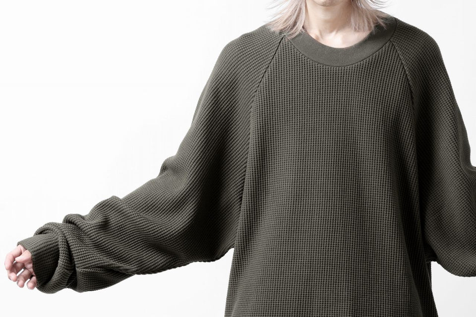 画像をギャラリービューアに読み込む, A.F ARTEFACT OVER SIZED DOLMAN LONG PULL OVER / WAFFLE COTTON JERSEY (KHAKI)