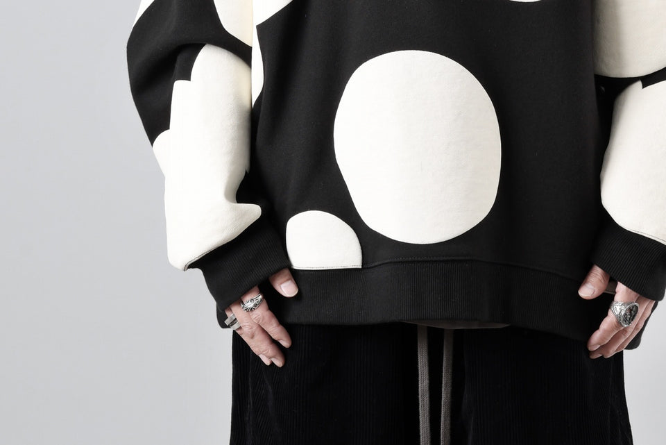 画像をギャラリービューアに読み込む, A.F ARTEFACT POLKA PATTERN SWEAT RAGLAN TOPS (BLACK)
