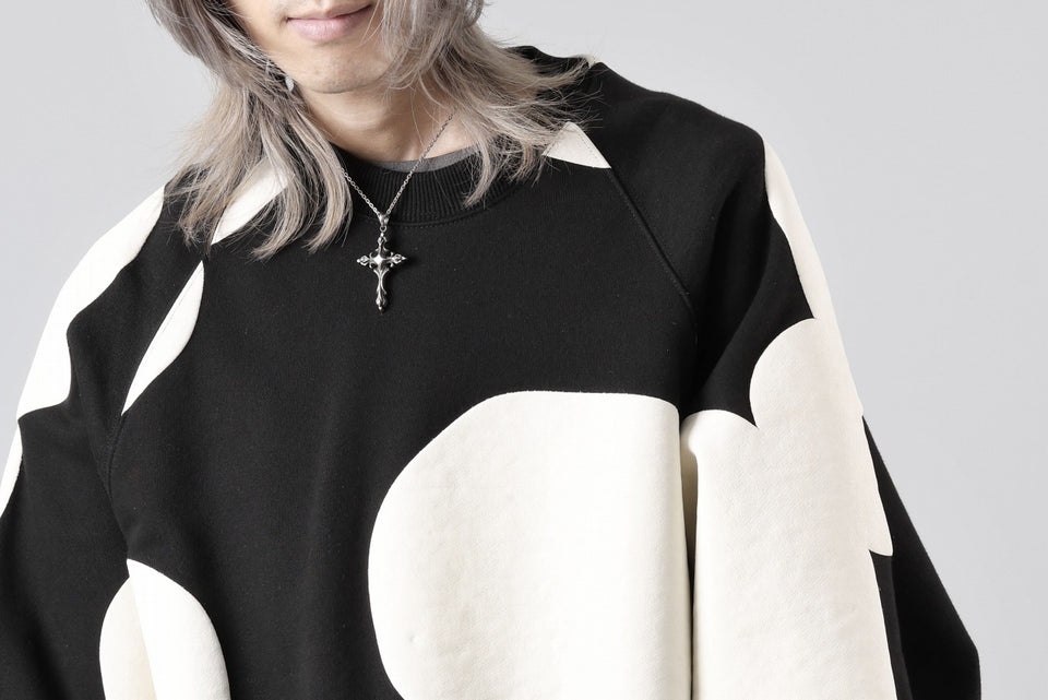 画像をギャラリービューアに読み込む, A.F ARTEFACT POLKA PATTERN SWEAT RAGLAN TOPS (BLACK)