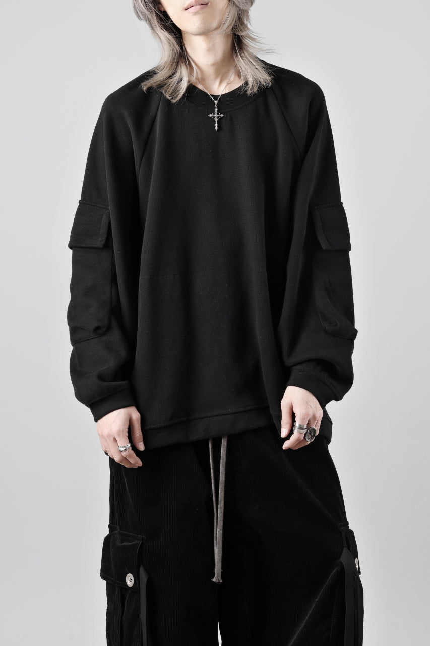 Load image into Gallery viewer, A.F ARTEFACT FLAP POCKET RAGLAN TOP / COPE KNIT JERSEY (BLACK)