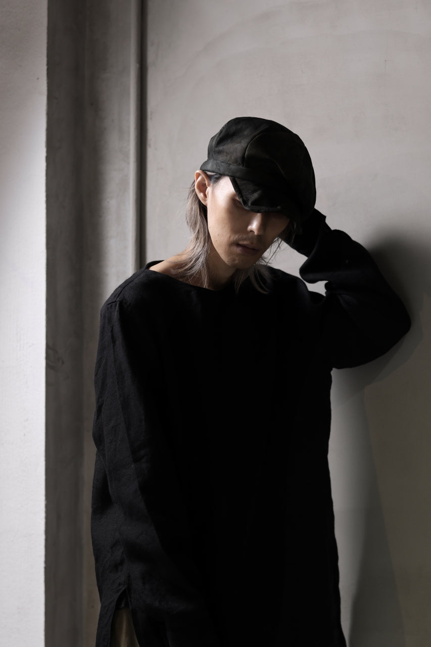 画像をギャラリービューアに読み込む, ierib Leather Casquette / Lamb Suede (BLACK)