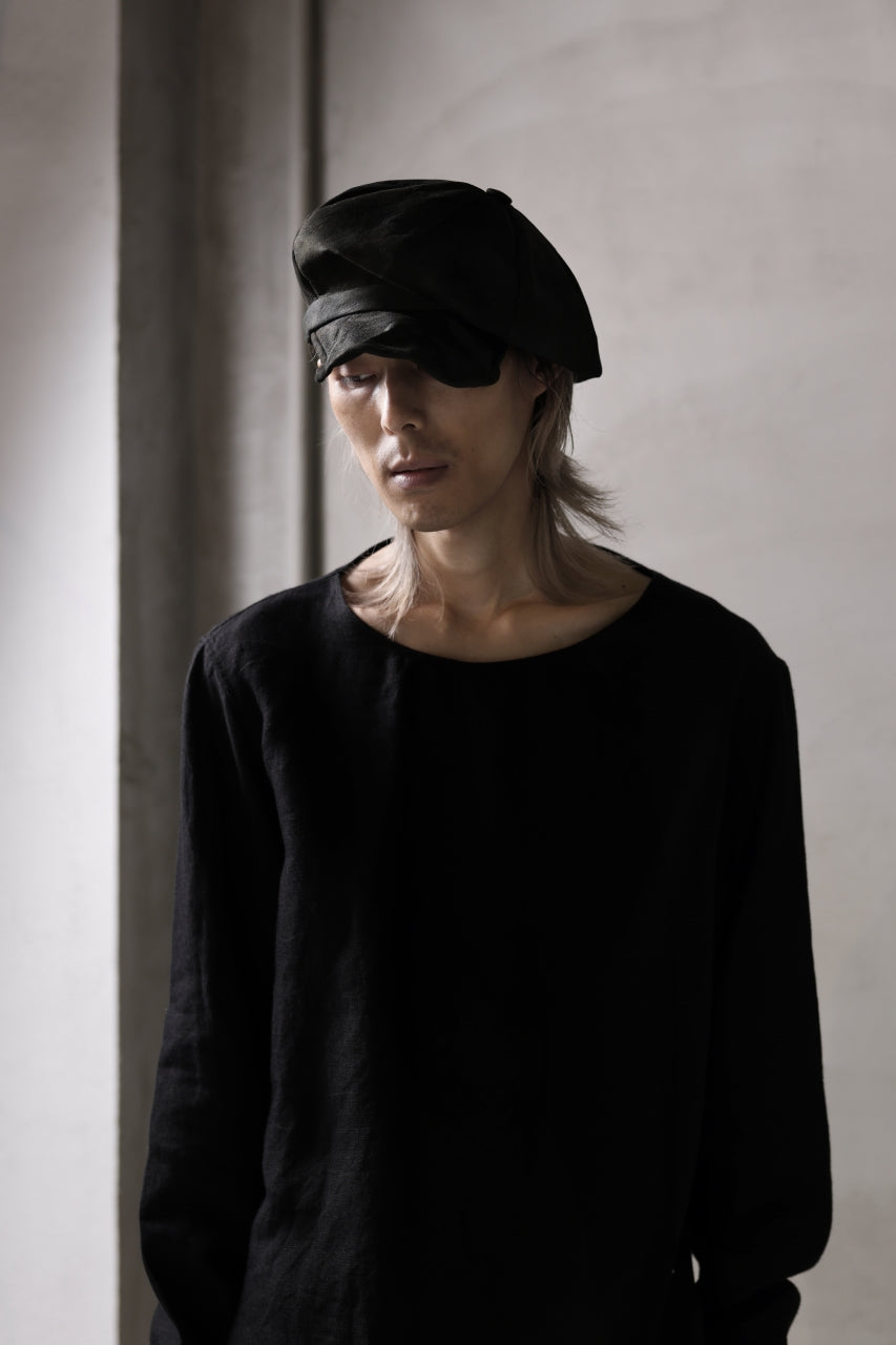 画像をギャラリービューアに読み込む, ierib Leather Casquette Cap / Lamb Suede (BLACK)