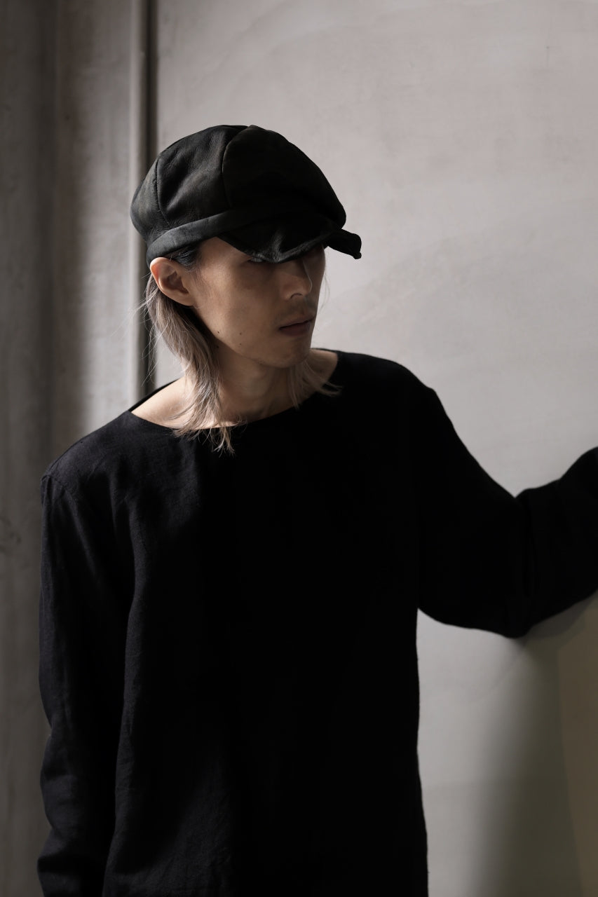 画像をギャラリービューアに読み込む, ierib Leather Casquette / Lamb Suede (BLACK)