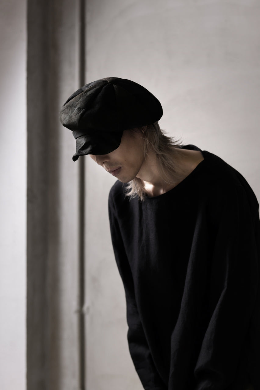 画像をギャラリービューアに読み込む, ierib Leather Casquette / Lamb Suede (BLACK)