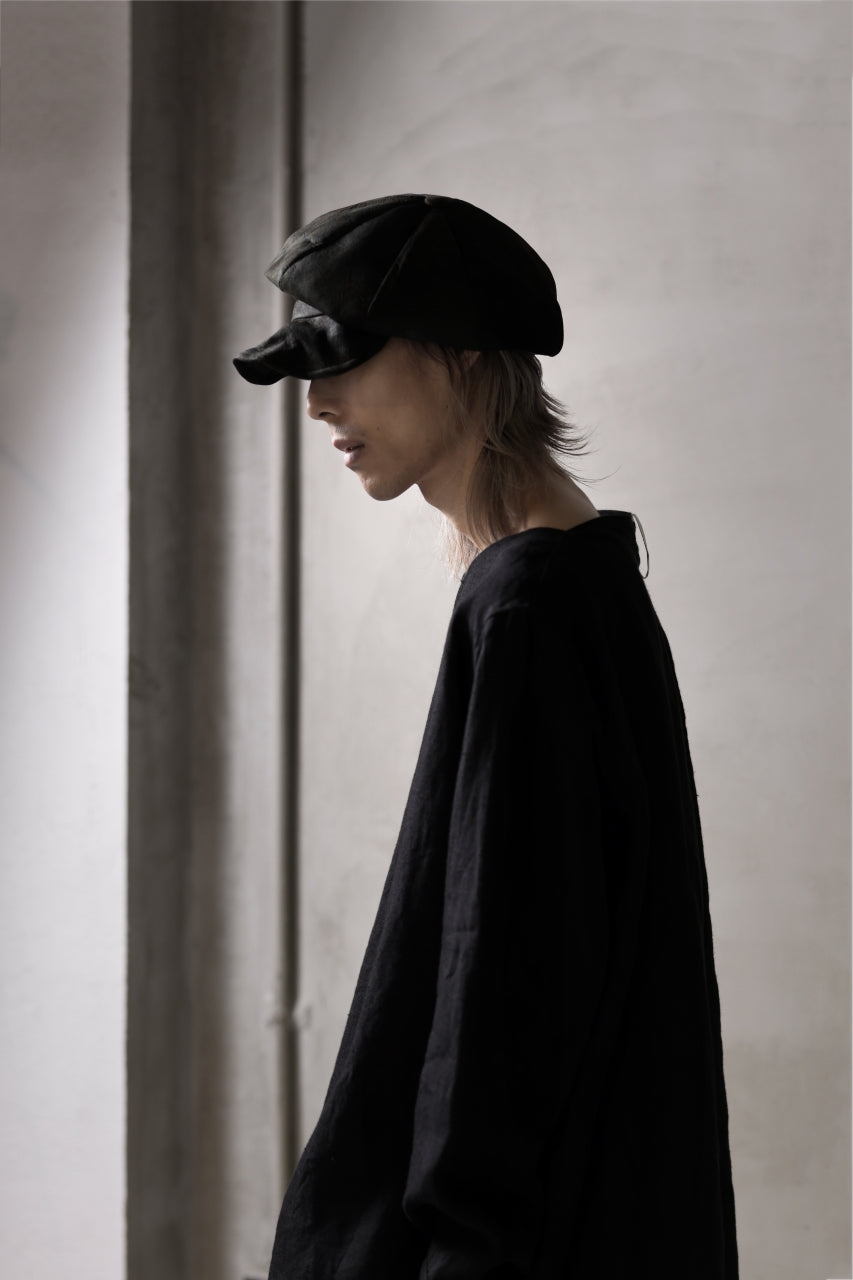 画像をギャラリービューアに読み込む, ierib Leather Casquette / Lamb Suede (BLACK)