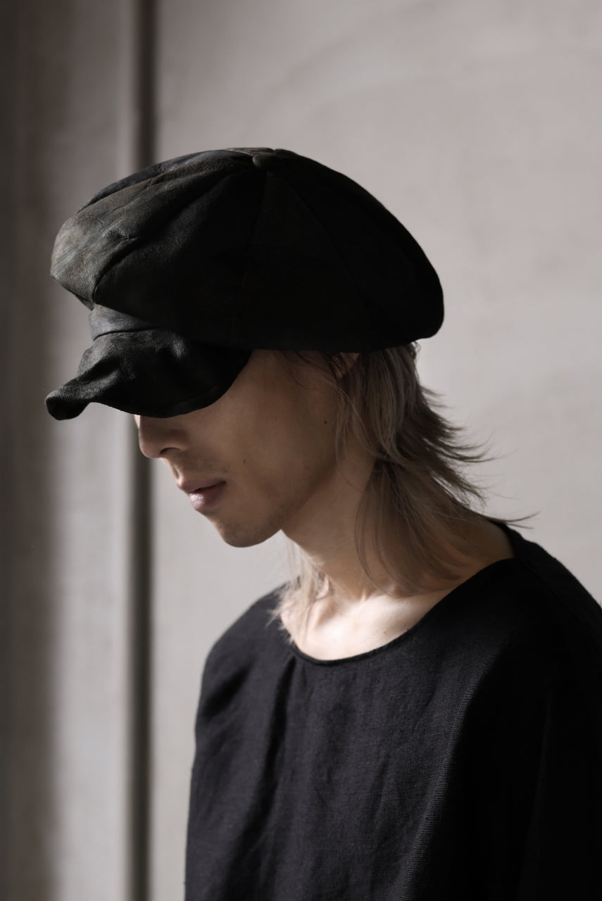 画像をギャラリービューアに読み込む, ierib Leather Casquette Cap / Lamb Suede (BLACK)