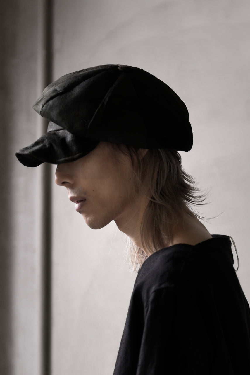 画像をギャラリービューアに読み込む, ierib Leather Casquette / Lamb Suede (BLACK)