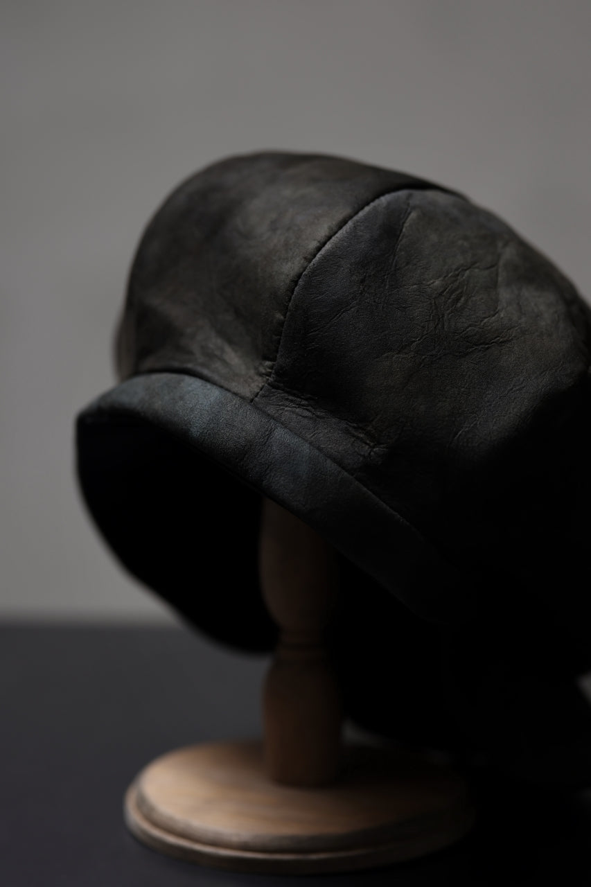 画像をギャラリービューアに読み込む, ierib Leather Casquette Cap / Lamb Suede (BLACK)