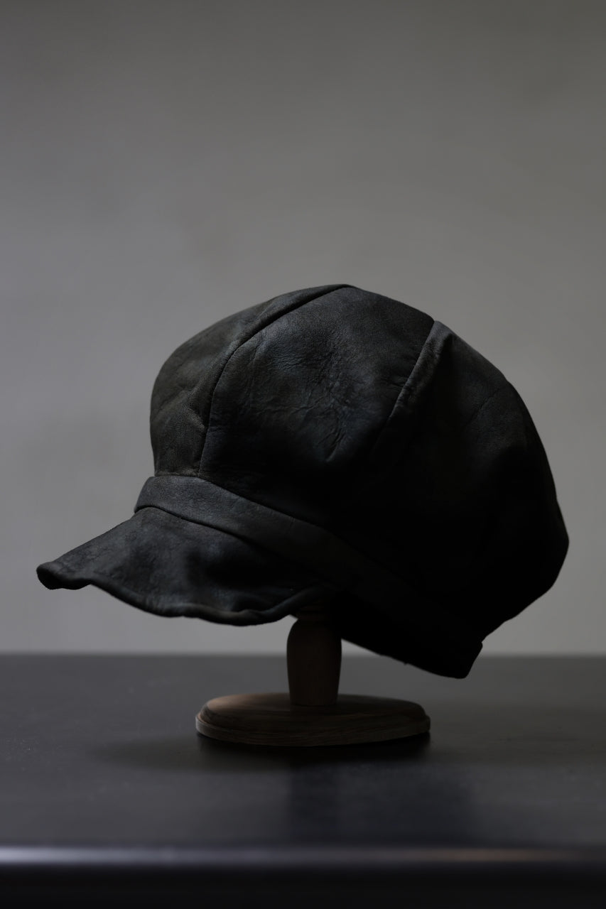 画像をギャラリービューアに読み込む, ierib Leather Casquette Cap / Lamb Suede (BLACK)