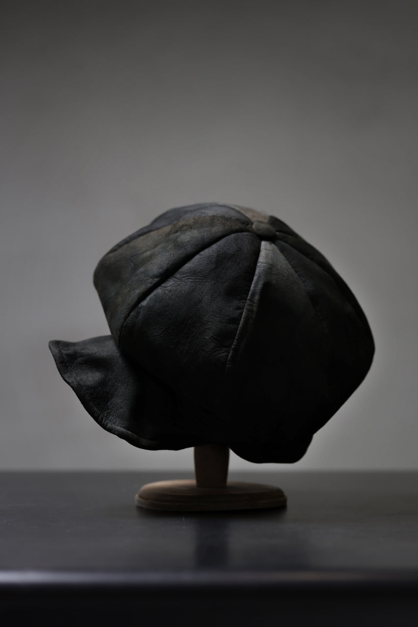 画像をギャラリービューアに読み込む, ierib Leather Casquette Cap / Lamb Suede (BLACK)