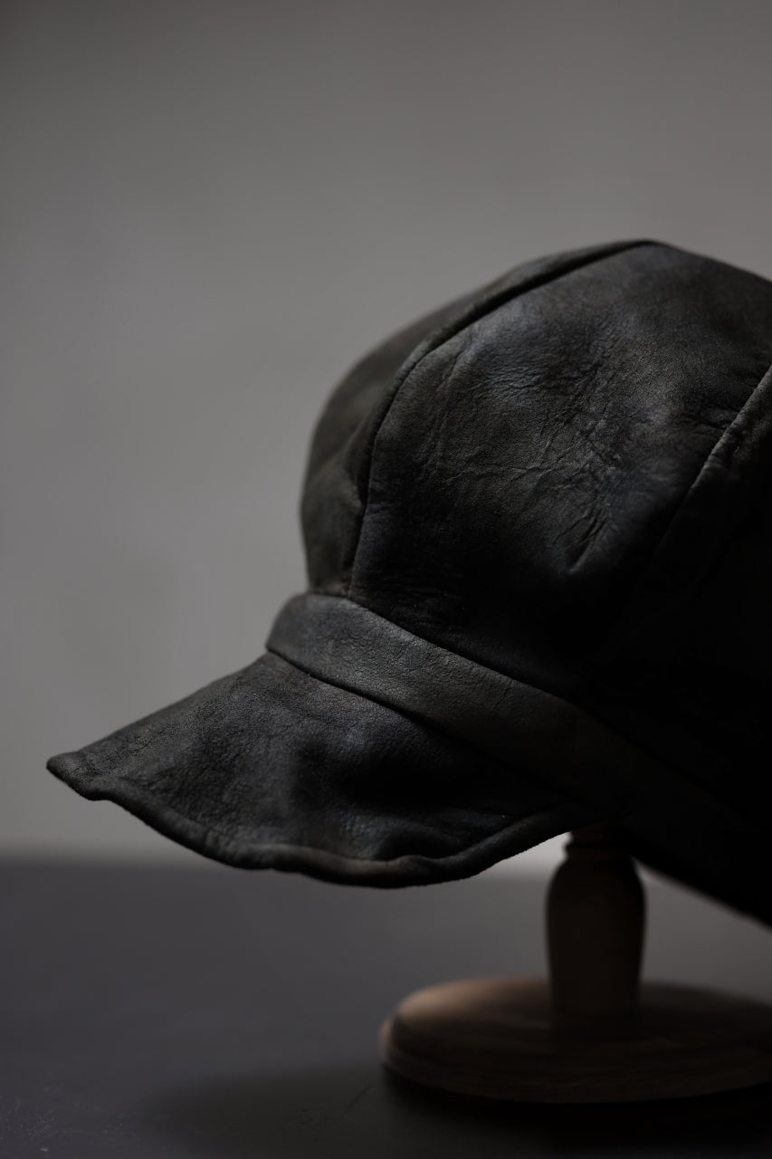 画像をギャラリービューアに読み込む, ierib Leather Casquette Cap / Lamb Suede (BLACK)