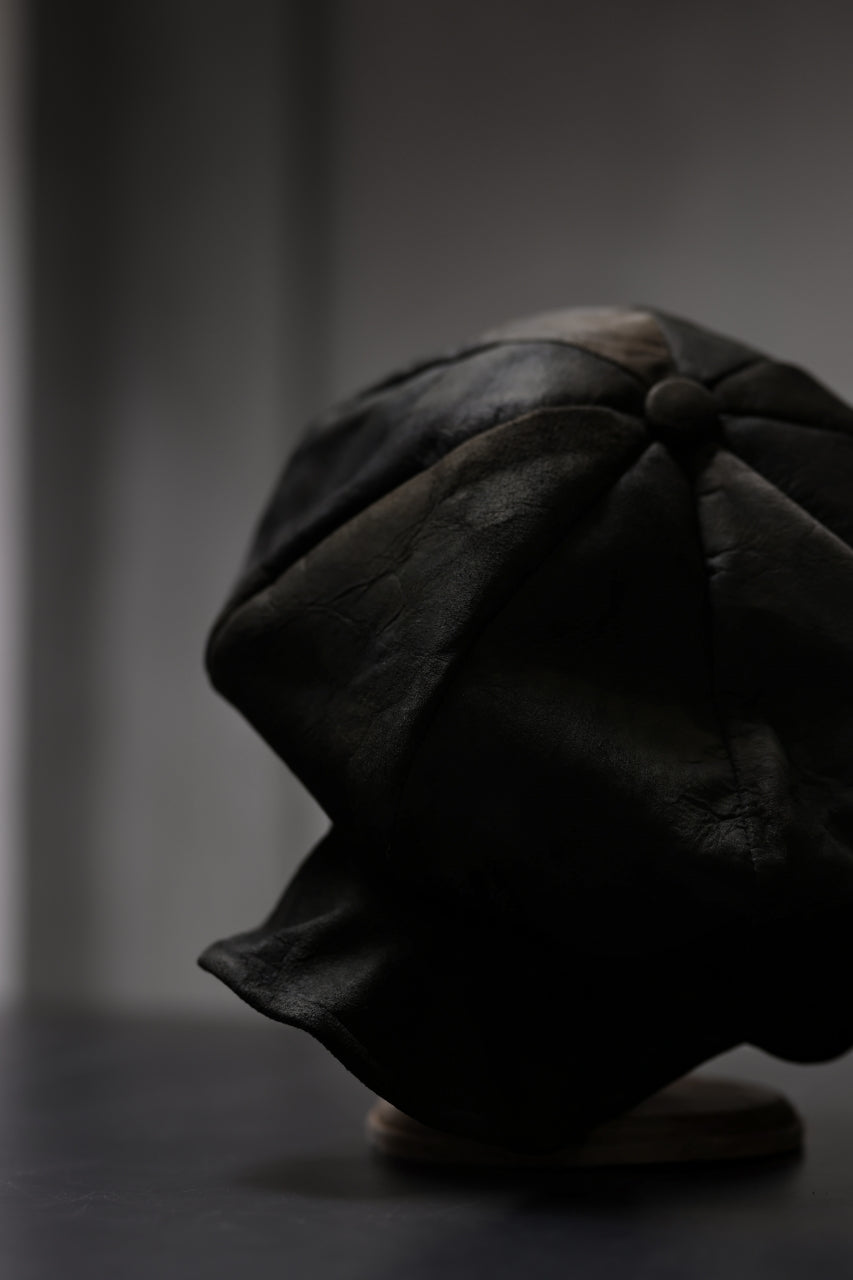 画像をギャラリービューアに読み込む, ierib Leather Casquette Cap / Lamb Suede (BLACK)