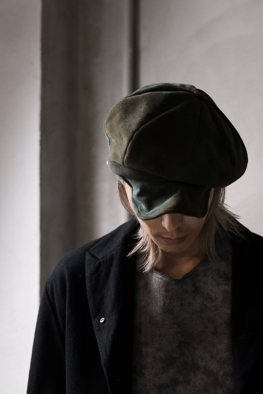 Load image into Gallery viewer, ierib Leather Casquette / Lamb Suede (GRAY)