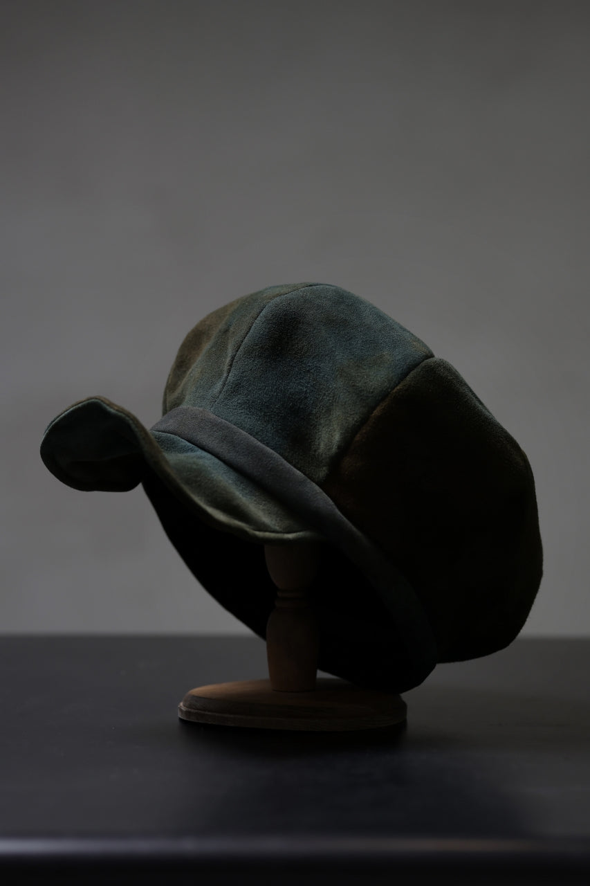 Load image into Gallery viewer, ierib Leather Casquette / Lamb Suede (GRAY)