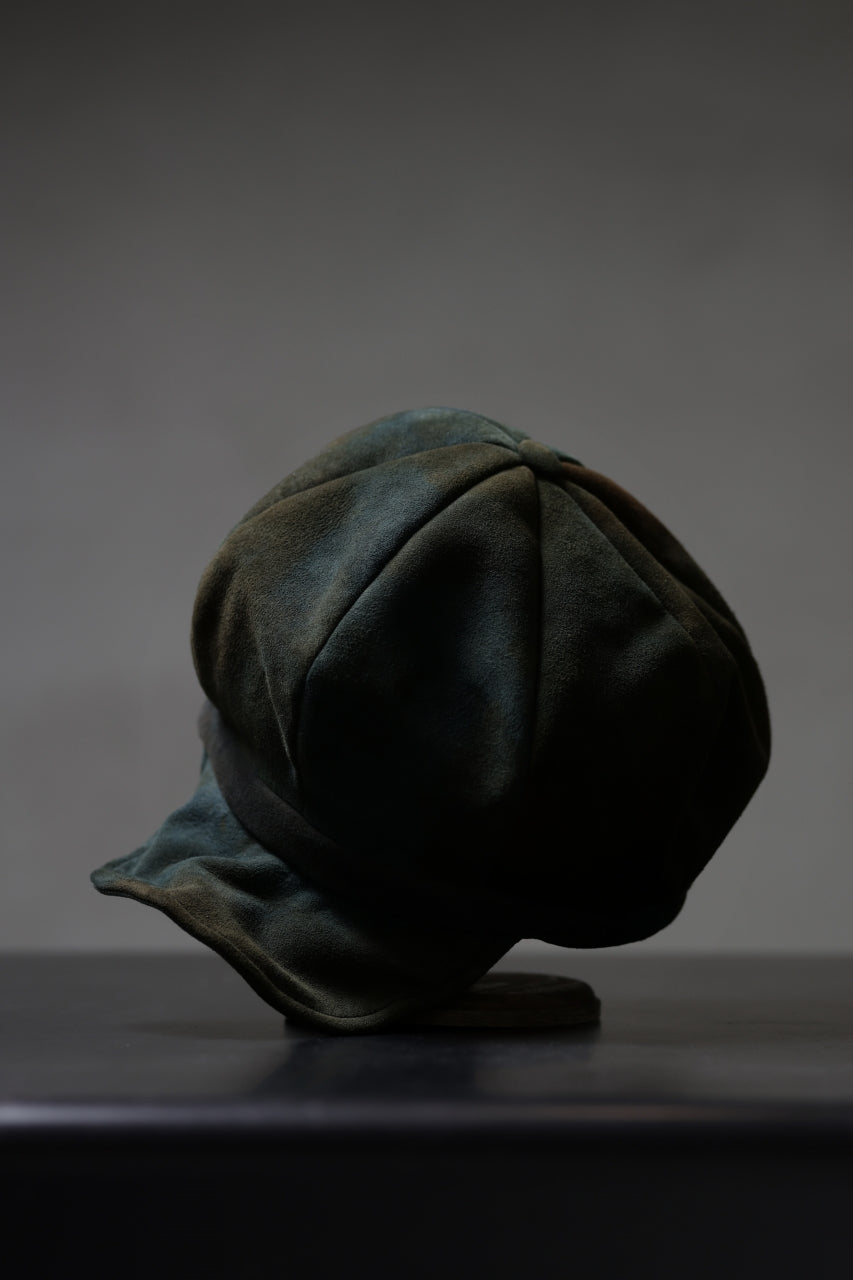 Load image into Gallery viewer, ierib Leather Casquette / Lamb Suede (GRAY)