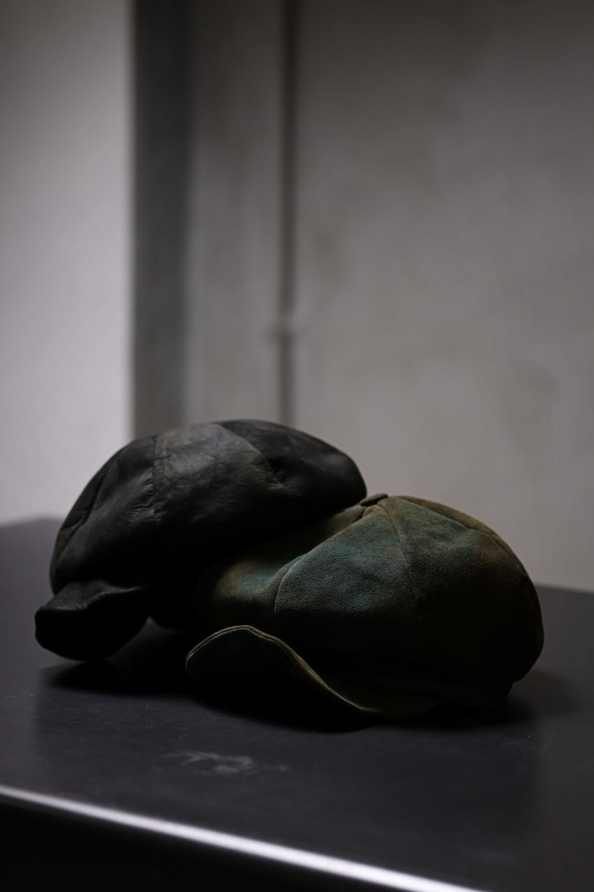 画像をギャラリービューアに読み込む, ierib Leather Casquette / Lamb Suede (BLACK)