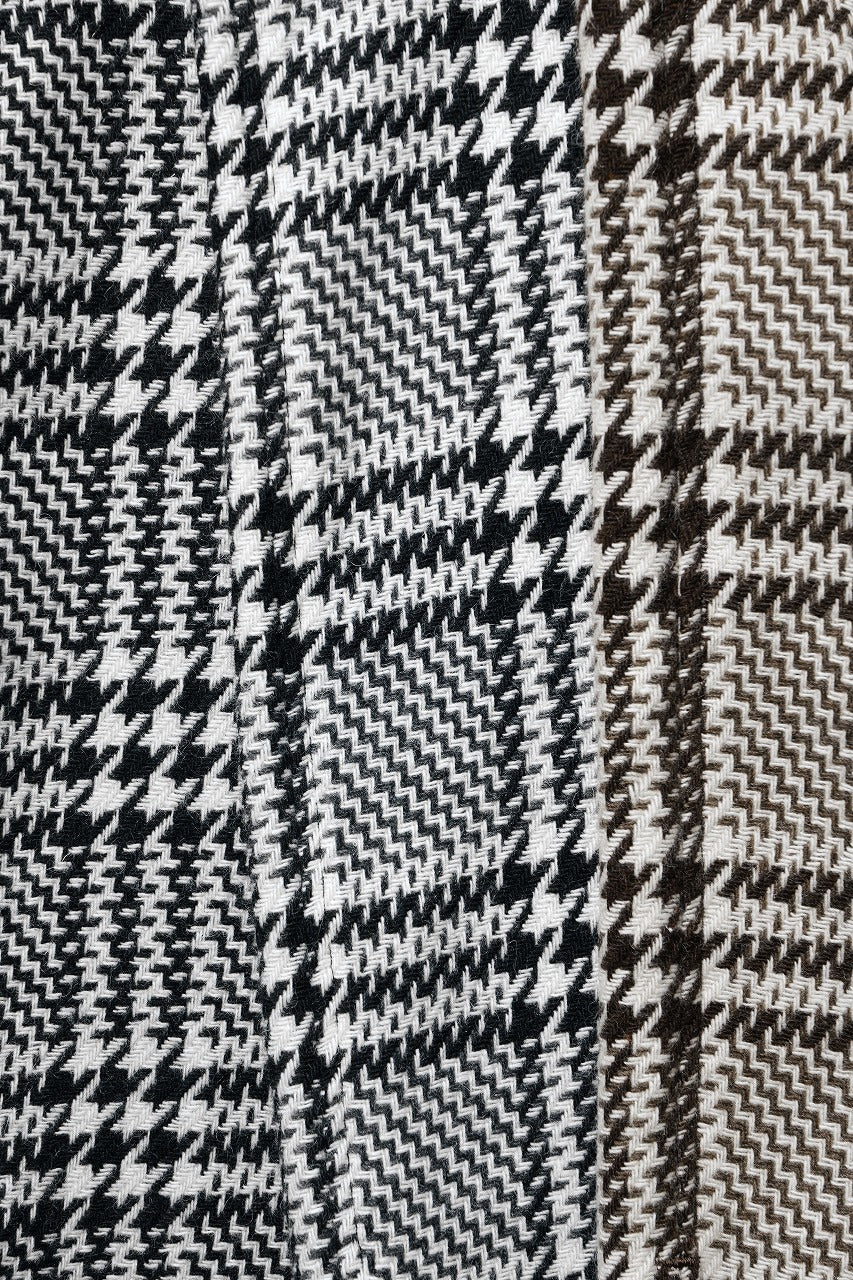 Load image into Gallery viewer, N/07 OPEN COLLAR L/S SHIRT / HOUNDSTOOTH GLEN CHECK (WHITE x BLACK)