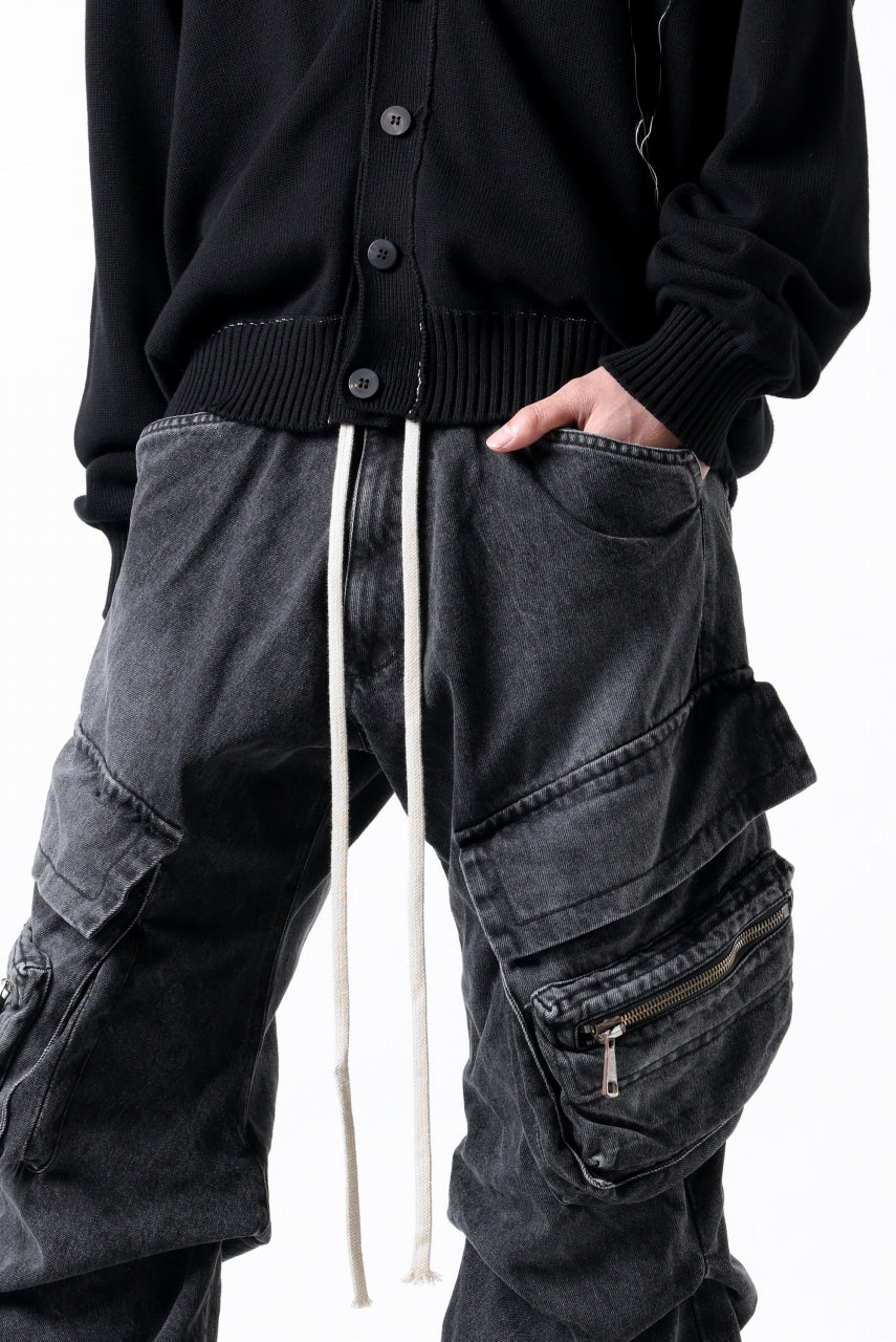 画像をギャラリービューアに読み込む, A.F ARTEFACT CARGO TUCK BAGGY PANTS / FADED DENIM (BLACK)