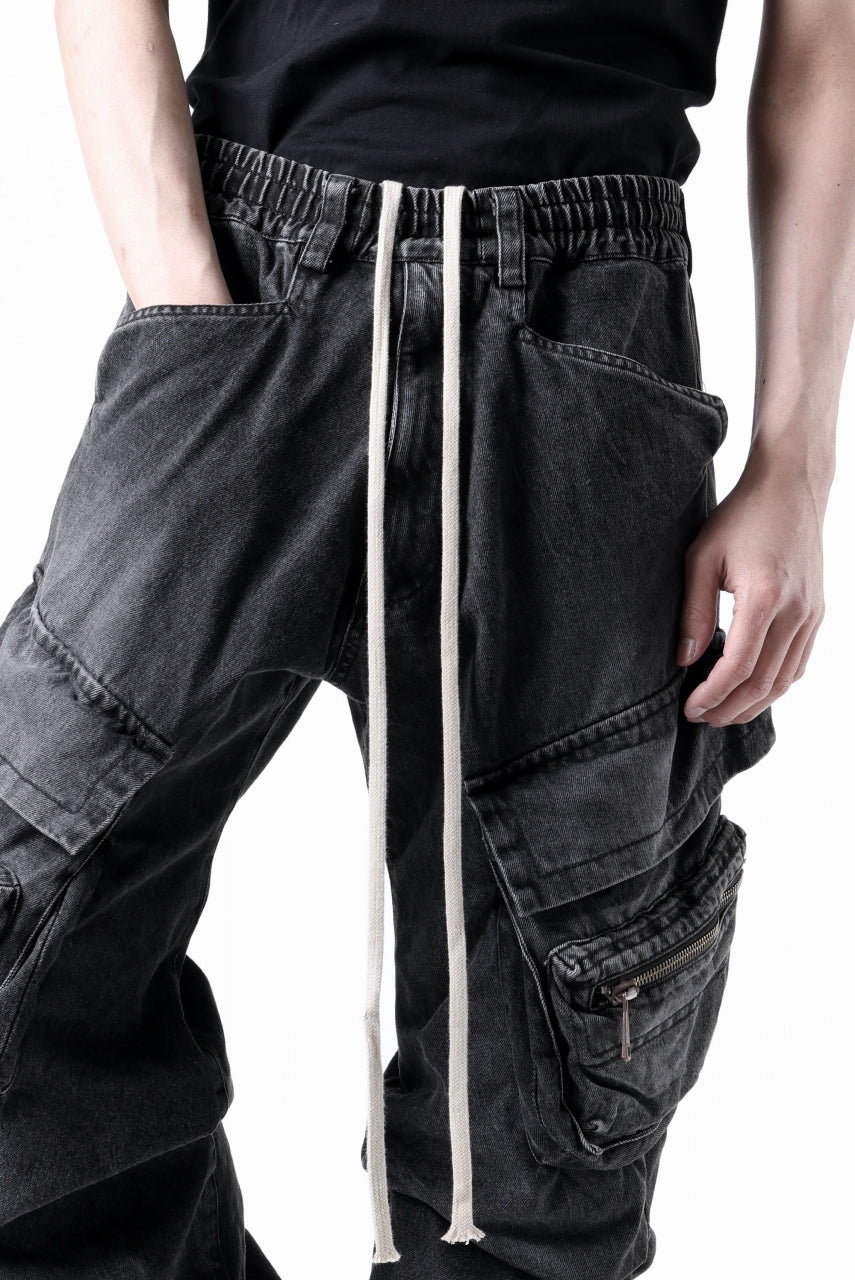 画像をギャラリービューアに読み込む, A.F ARTEFACT CARGO TUCK BAGGY PANTS / FADED DENIM (BLACK)