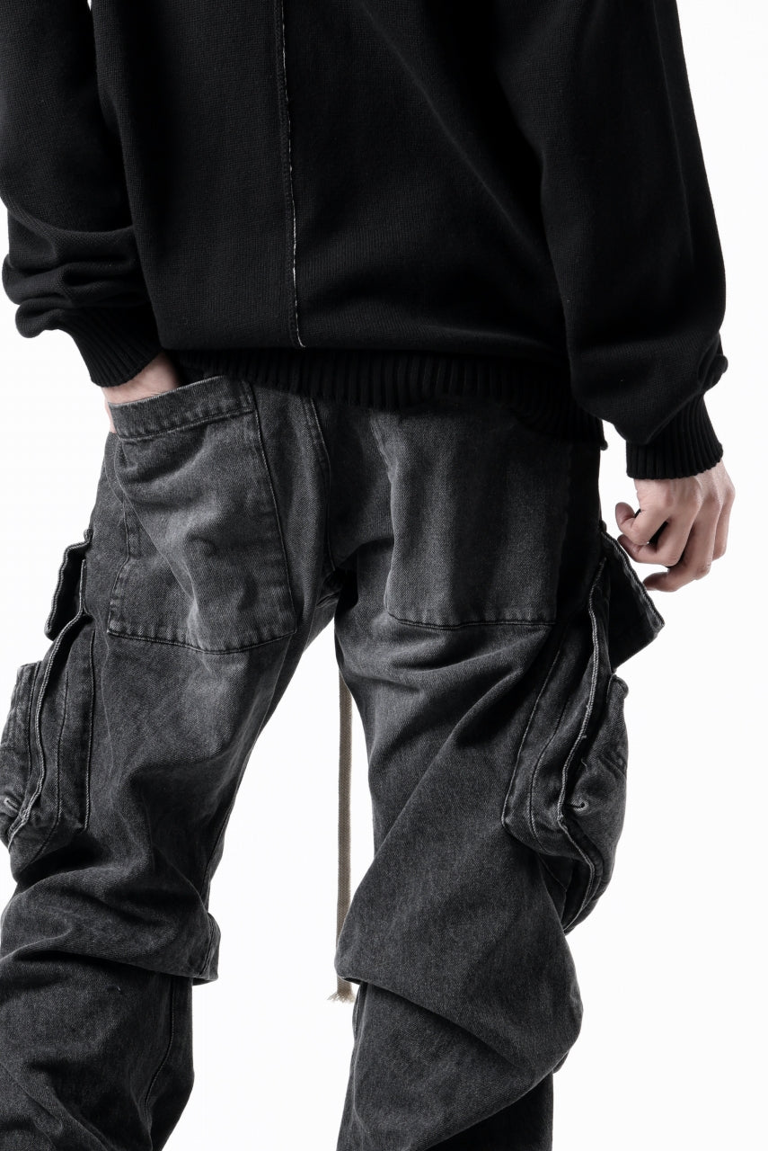 画像をギャラリービューアに読み込む, A.F ARTEFACT CARGO TUCK BAGGY PANTS / FADED DENIM (BLACK)