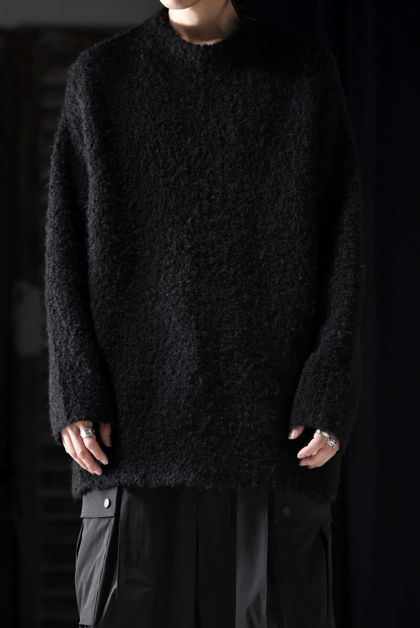 画像をギャラリービューアに読み込む, TARO HORIUCHI / th products Inflated Oversized Crew / 1/4.5 kasuri loop knit (black)